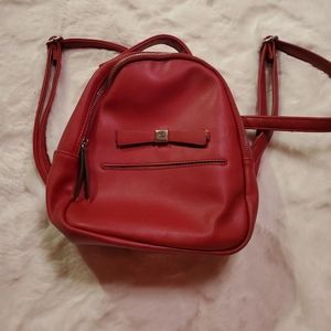 Mini red pleather backpack